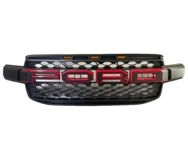 Grila radiator Raptor Style negru mat cu contur rosu si leduri portocalii, Ford Ranger T9 2022-2024 - FGT922 Red