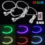   Kit Angel Eyes LED RGB pentru BMW E46 cu far ZKW cu xenon din fabrica, cu 16 culori, cu telecomanda