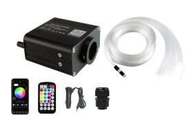 Kit Fibra Optica Plafon Instelat 16W cu TWINKLE, RGBW 550 Fire 3M 0.75mm cu aplicatie - AMB72