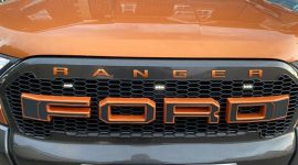 Grila radiator negru mat cu contur portocaliu, leduri portocalii, Ford Ranger T8 2019-2022 - FGT81920 Orange