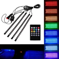 Kit 4 Lumini Ambientale RGB cu telecomanda, 12V, 18 LED, 32 cm LAL-18